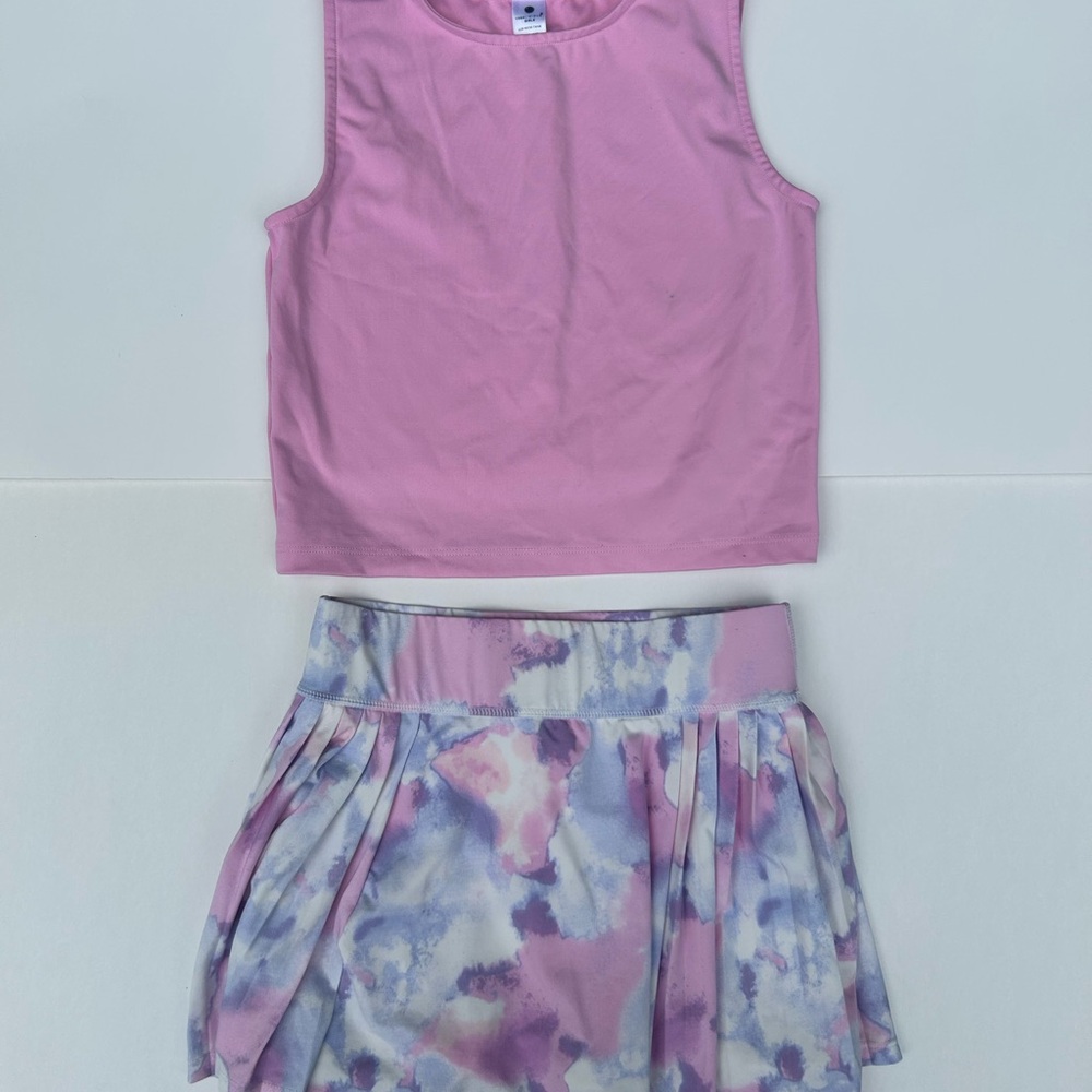 Girls set:  Skirt with shorts + tank from Yogalicious